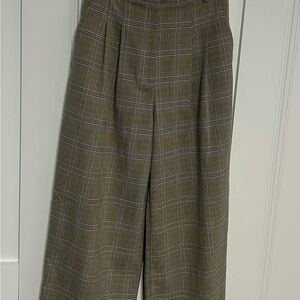 H&M   Glen Plaid High Wasted Wide Leg Trousers